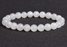 Bracelet de perles Jade blanc, en pierre Naturelle, Sur mesure homme ou femme
