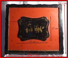 Chine Ancienne Dynastie Qing 1860 Important Coffre Bois Laqué Noir Rouge & Or 
