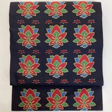 5749# Ceinture Kimono Japonaise Vintage Nagoya Obi Tissu Soie Traditionnel Noir