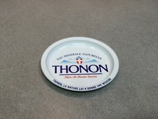 RAMASSE-MONNAIE BLANC SOUCOUPE METAL BOISSON EAU MINERALE DES ALPES THONON RARE