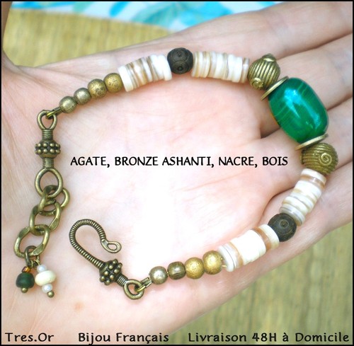Bracelet bronze ashanti - bracelet, nacre
