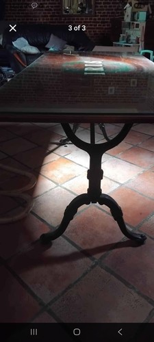 Table fer forgé dessus - forgé, bois