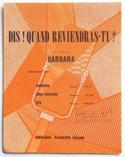 Partition vintage sheet music BARBARA : Dis ! Quand Reviendras-Tu ? * 60's