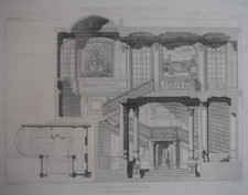 BROUTY Detail Escalier ARCHITECTURE Gravure Martel Moniteur Architectes 1884