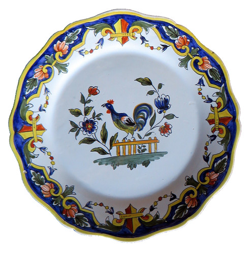 Assiette coq faïence - faïence, de