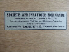 1955 PUB SAN AERONAUTIQUE NORMANDIE BERNAY JODEL D-112 ORIGINAL FRENCH AD