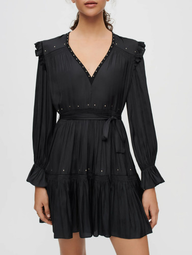 Maje robe femme - noire, satinée