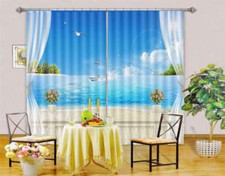 La Mer Ciel Bleu 3D Rideau