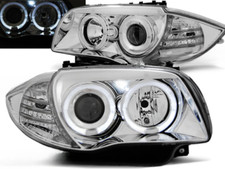 Paire de feux phares BMW serie 1 E87 / E81 04-11 angel eyes chrome
