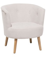 Fauteuil en Tissu Blanc Crème à Boutons Pieds en Bois Clair Confortable Odenzen
