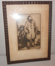 Ancienne eau forte mendiant