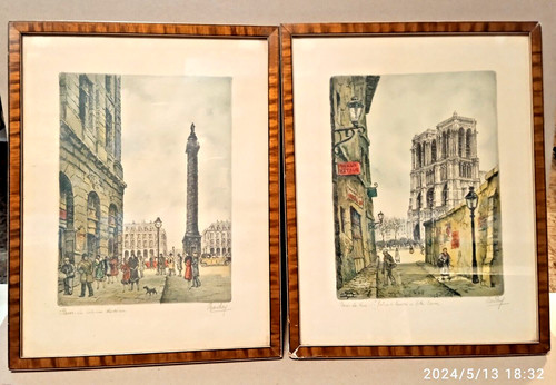 Paire lithographie signées - de,