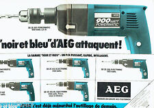 PUBLICITE ADVERTISING 086  1981  AEG outillage  les Noirs & Bleus  (2p) perceuse