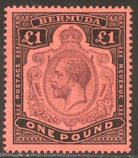 BERMUDA #54 MINT NH - 1910 £1 Noir Et Violet / Rouge