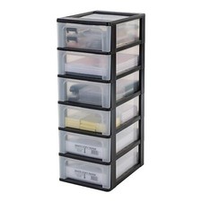  Tour de Rangement Plastique 6 Tiroirs Moyens Noir Ouverture Facile Format A4...