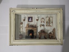 Tableau Rare Vintage Ancienne Vitrine Murale 3D Cheminée Table Chaise Chat