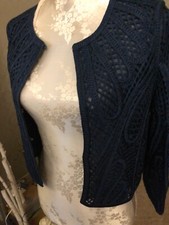 Maje veste guipure crochet 36 bleue