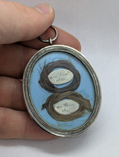 ANCIEN BIJOU RELIQUAIRE CHEVEUX CADRE MEDAILLON ARGENT EPOQUE NAPOLEON 3 - 19ème