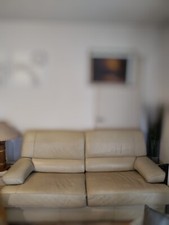 Ensemble 2 canapés en cuir beige 