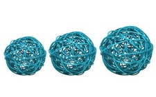 9 boules en rotin bleu