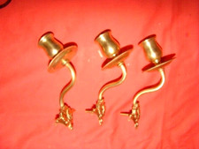 3 bougeoirs de piano en laiton massif doré époque début 20 ème