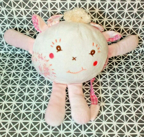 Doudou vache grelot - blanc, rose