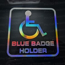 Bleu Badge Support Handicapé Voiture Vinyle Autocollant Hologramme Argent Neo