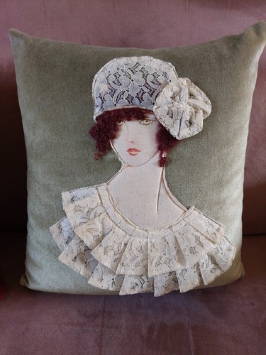 Coussin art deco décor - art, femme