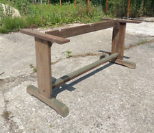 Ancien pied de table en état correct démontable 150 cm de longueur cuivre/bois