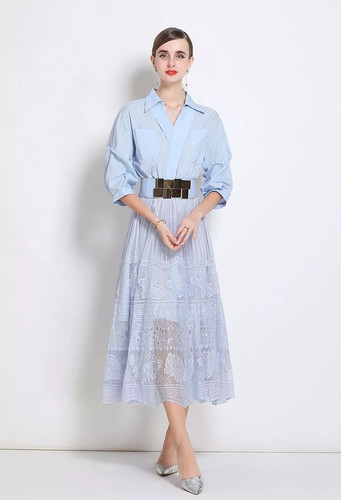 Robe chemise midi avec jupe - robe,