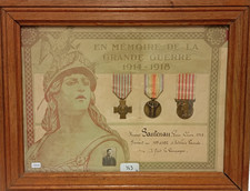 09/25 (REF448) Diplôme et médaille guerre 14/18 sous cadre FRENCH medal