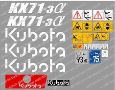 Kubota KX71-3 Mini Digger Complet Décalque Set avec Sécurité Avertissement Signs
