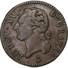 [#199695] France, Louis XVI, 1/2 Sol, 1/2 Sol ou 1/2 sou, 1788, Metz, Rare, Cop,