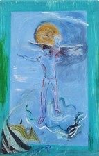 Grand tableau Technique mixte sur Toile 65 X 100 cm L'ALBATROS  de RÉGINE MAZION