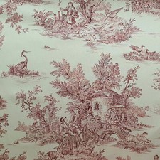 Toile de Jouy coton Pastorale imprimée en rouge [au demi-mètre]