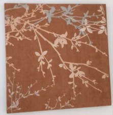 * DECORATION MURALE * BRANCHES STYLE JAPONISANT SUR SUEDINE BEIGE *