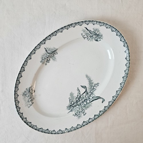 Plat ovale décor muguet - plat,