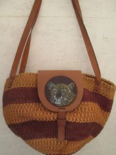 Sac style panier en paille et cuir vintage bag- r33/7-20