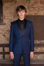 Costume De Marié Slim Bleu Pour Homme, Costume Formelle Pour Soirée