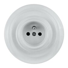 Prise complète avec terre en Porcelaine blanche Retro loft