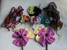 LOT FLEURS RUBANS ANCIENS GARNITURE CHAPEAUX POUPEES