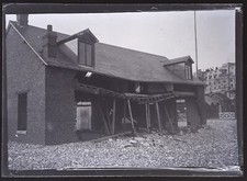 FRANCE Maison en ruine Ville c1910 PHOTO NEGATIVE sur Verre Vintage P18§