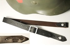 JUGULAIRE CASQUE ALLEMAND WW2"GUSTAV REINHARDT BERLIN 1937" cuir brun,boucle alu