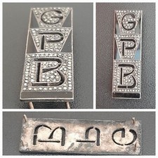 Bijou Argent Massif émaillé chiffré GP B BGP GPB silver Broche Plaque Début XX