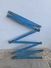 Ancien Mettre Pliant En Bois Coloris Bleu 2 M Deco Rétro Pub Berthet