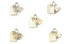 LOT 5 CHARMS/BRELOQUES  plaqué argent  sachet thé 15*15mm (01)