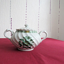 1 sucrier en porcelaine de limoges Haviland torse fleur verte cachemire