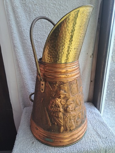 Vintage seau charbon cuivre - vintage, à