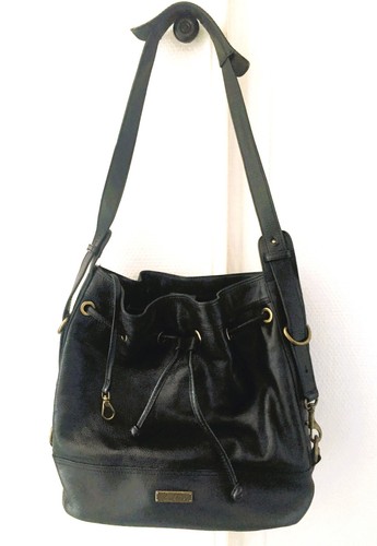 Sac seau cuir - noir, grainé