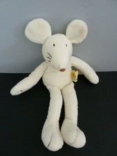 F9- DOUDOU PELUCHE BAWI SOURIS ECRU BLANC NEZ MARRON 28cms - ETAT NEUF *